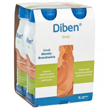 Diben Drink, preparat nutritiv, aromă de caise și piersici, 4 x 200 ml