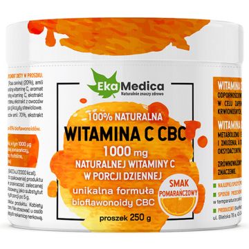 EkaMedica Vitamina C CBC 1000 mg, aromă de portocale, 250 g