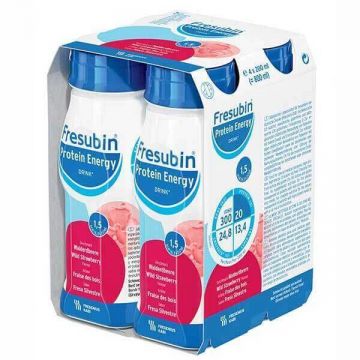 Fresubin Protein Energy cu aromă de căpșuni, 4 x 200 ml, Fresenius Kabi