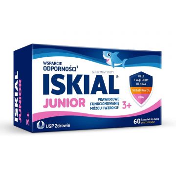 Iskial Junior, peste 3 ani, aromă de lămâie, 60 capsule de mestecat