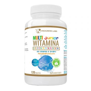 Progress Labs Multivitamin Junior, aromă de portocale, 120 pastile