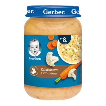 Supă Gerber, conopidă cu iepure, după 8 luni, 190 g