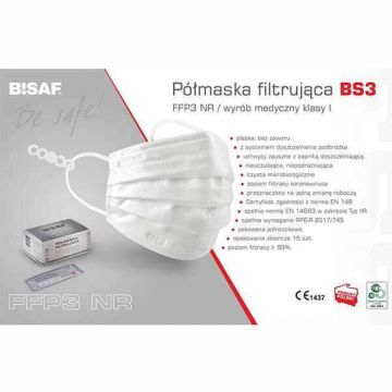 Bisaf BS3, mască de respirat cu jumătate de mască, 6 straturi, clasa FFP3, 1 buc