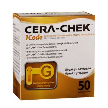 Cera-Chek 1 Code, benzi de testare pentru monitorizarea glicemiei, 50 unități