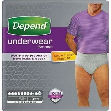 DEPEND MAXIMUM S/M pentru bărbați 1×10 buc, slip elastic, circumferința șoldului 95-130 cm