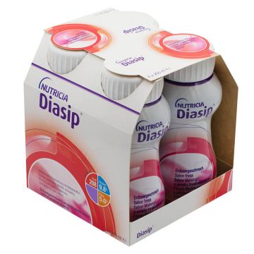 Diasip, preparat nutritiv pentru diabetici, aromă de căpșuni, 4 x 200 ml