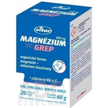 MAGNEZIUM 400MG+B6+C 20 buc GREP VITAR 1x20 buc, pliculețe cu aromă de grapefruit