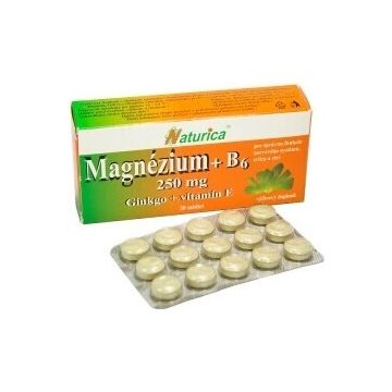 Naturica MAGNEZIUM 250 mg+B6+Ginkgo+vitamina E 1×30 tbl, supliment alimentar