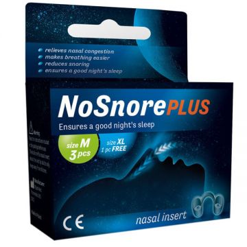 NoSnore Plus, inserții nazale, mărimea M x 3 bucăți + mărimea XL x 1 bucată
