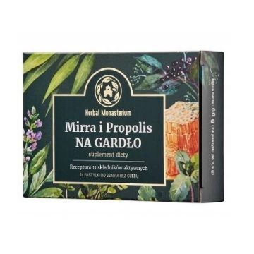 Smirnă și propolis pentru gât fără zahăr, 24 de pastile
