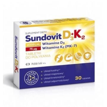 Sundovit D3 + K2, 30 comprimate