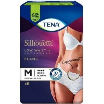TENA Silhouette Normal Low Waist Blanc M 1×6 buc, lenjerie de incontinență pentru femei