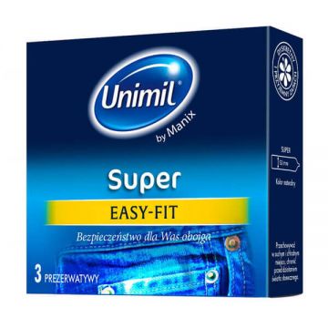 Unimil Super Easy-Fit, prezervative clasice, 3 bucăți