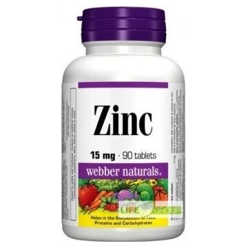WEBBER NATURALS Zinc 15 mg 1×90 tbl, supliment alimentar