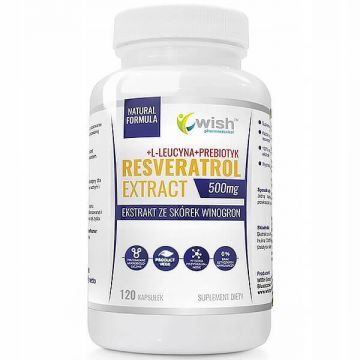 Wish Resveratrol Extract 500 mg, extract din piele de struguri, 120 capsule