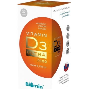 Biomin Vitamina D3 Ultra 7000 U.I. 1×30 cps , supliment alimentar