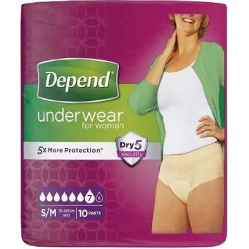 DEPEND NORMAL S/M pentru femei 1×10 buc, chiloți stretch