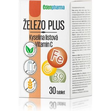 EDENPharma IRON PLUS FOLIC ACID 1×30 tbl, supliment alimentar