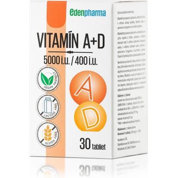 EDENPharma VITAMINA A + D3 (5000 U.I./400 U.I.) 1×30 tbl, supliment alimentar