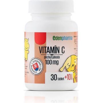 EDENPharma VITAMINA C 100 mg aromă de căpșuni 1×40 tbl, 30+10 gratuit