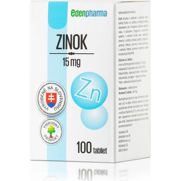 EDENPharma ZINOK 15 mg 1×100 tbl, supliment alimentar