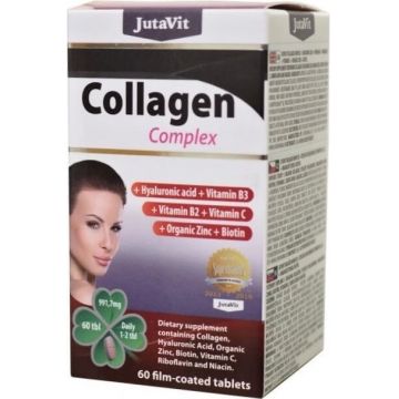JutaVit Colagen complex tbl (+ acid hialuronic, vitamine B3, B2, C + zinc organic și biotină) 1x60 buc