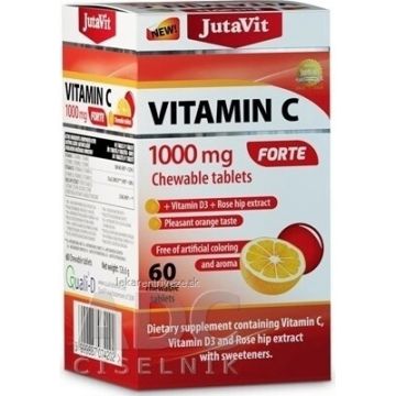 JutaVit Vitamina C 1000 mg FORTE 1×60 buc, comprimate masticabile cu vitamina D3