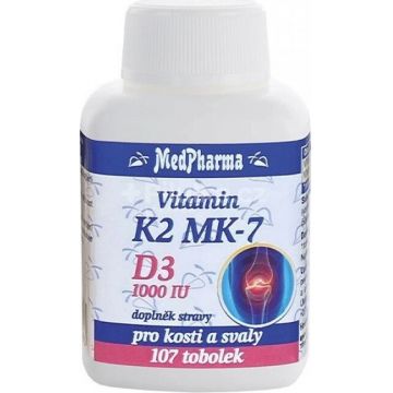 MedPharma VITAMIN K2 MK-7 + D3 1000 UI 1×107 cps, supliment alimentar
