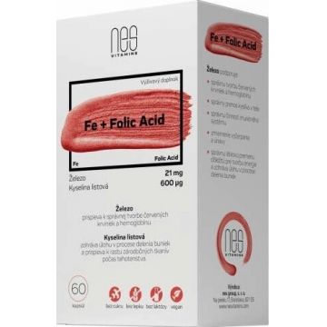 nesVITAMINS Fe 21 mg + Acid folic 600 µg 1×60 cps, supliment alimentar