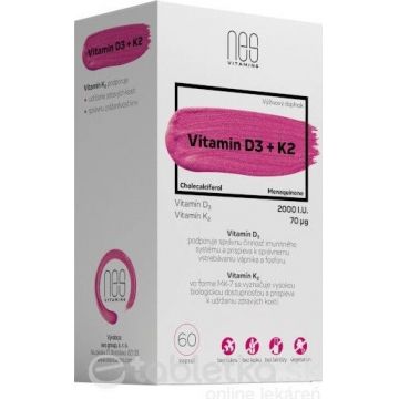 nesVITAMINS Vitamina D3 2000 U.I. + K2 70 μg 1×60 cps, supliment alimentar