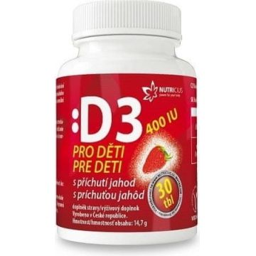 NUTRICIUS Vitamina D3 pentru copii 400 UI 1×30 buc, vitamine