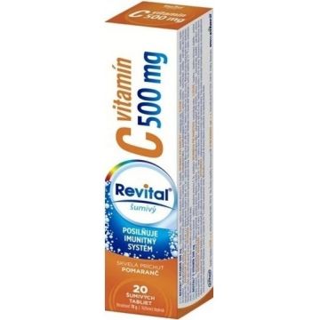 Revital vitamina C 500 mg efervescent 1×20 tbl, aromă de portocale
