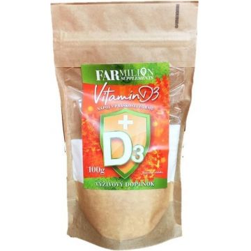Vitamina D3 pulbere 1×100 g, supliment alimentar