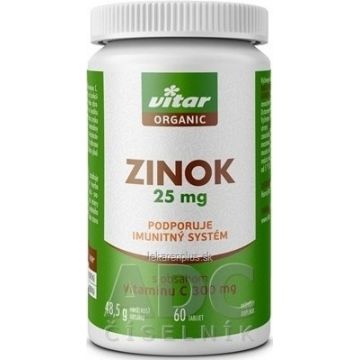 VITAR ORGANIC Zinc 25 mg 1×60 tbl, care conține vitamina C