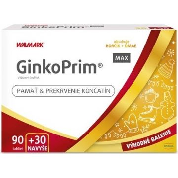 W line GinkoPrim MAX 90 + 30tbl. extra VB24 1x1 set, pachet nutrițional pentru memorie și circulația sângelui în membre