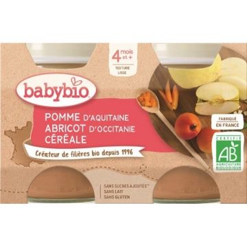 BABYBIO Mere, caise, cereale (2x 130 g) 2×130 g