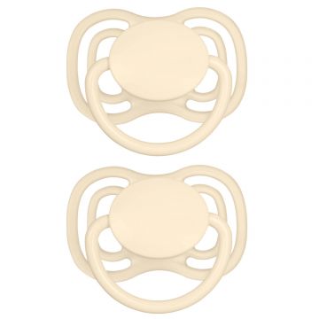 Canpol Babies, suzetă din silicon, simetrică, Nude, crem, 23/228, 0-6 luni, 2 bucăți