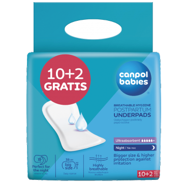 Canpol Babies, traverse postnatale respirabile pentru noapte, 10 bucăți + 2 bucăți gratuite
