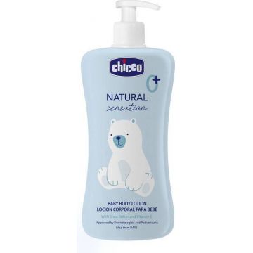 CHICCO Natural Sensation lapte de corp cu unt de shea și vitamina E 500ml, 0m+ 1×500 ml, lapte de corp pentru copii