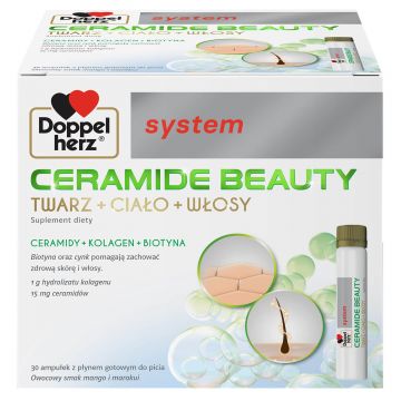 Doppelherz System Ceramide Beauty, aromă de mango și fructul pasiunii, 25 ml x 30 fiole