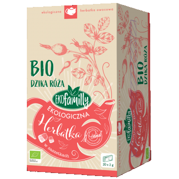 EkoFamily Bio Wild Rose, ceai organic de fructe, 2 g x 20 pliculețe