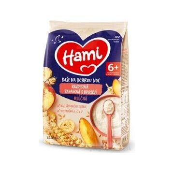 HAMI Terci de lapte cu banane și semolă cu piersici 1×210 g, terci de semolă