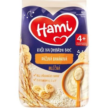 HAMI Terci de orez cu banane 1×210 g, terci de orez