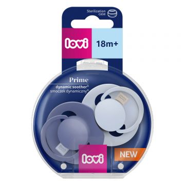 Lovi Prime, suzetă, silicon, dinamic, Baby Blue/Blue, 34/419, de la 18 luni, 2 bucăți