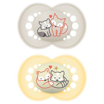 MAM Original, suzetă, silicon, ortodontică, strălucește în întuneric Planet Love Day&Night, unisex, 6-16 luni, 2 bucăți