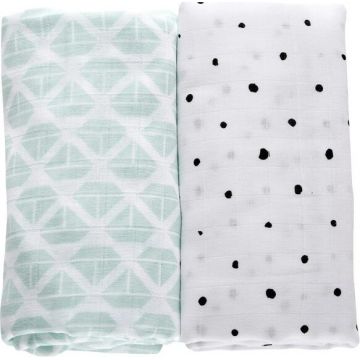 MOTHERHOOD Pătură de muselină 2pcs Mint Boats 100x120cm 1×2pcs