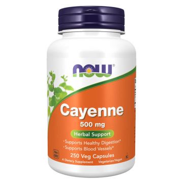 Now Foods Cayenne 500 mg, piper cayenne, 250 capsule vegane