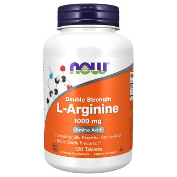 Now Foods L-Arginină, L-Arginină 1000 mg, 120 comprimate vegetariene