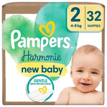Pampers Harmonie, scutece, mărimea 2, 4-8 kg, 32 buc