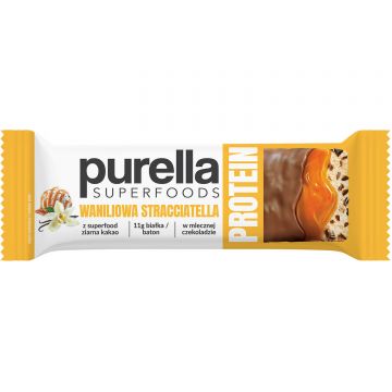 Purella Superfoods Protein, baton proteic, vanilie stracciatella, 45 g